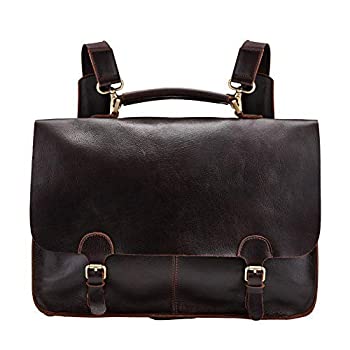 楽天スカイマーケットプラス【中古】【輸入品・未使用】BRASS TACKS Leathercraft Vintage Full Leather 3-in-1 Convertible Backpack Messenger Bag for Men Dark Brown Laptop Bag Business Briefcas