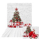 【中古】【輸入品・未使用】Allenjoy クリスマス ホワイト レンガ 壁 木製 床 背景 写真 クリスマスツリーギフト ビンテージ 新年 壁装飾 冬背景 5x7フィート 子供 新生児