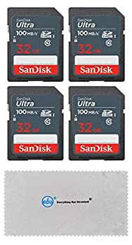 yÁzyAiEgpzSanDisk 32GB Ultra (4 Pack) UHS-I Class 10 SDHC Memory Card, Retail Packaging - with (1) Everything But Stromboli (tm) Microfiber Cloth