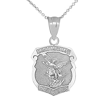 Heart - 【中古】【輸入品・未使用】925スターリングシルバー 大天使聖ミカエル Protect Us 盾メダルペンダントネックレス