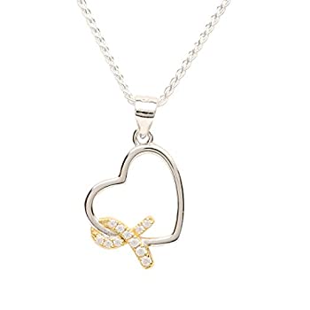 【中古】【輸入品・未使用】スターリングシルバー ハート「Never Give up - You are Loved」がん生存者 意識啓発リボンネックレス