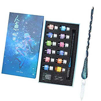 【中古】【輸入品・未使用】SIPLIV ハンドメイド ガラスディップペンセット 星空 クリスタル ヴィンテージ シグネチャー 描画 カリグラフィー ペン 15本...