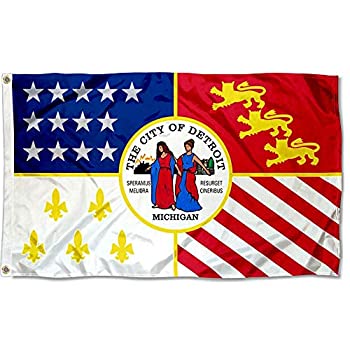 【中古】【輸入品・未使用】Sports Flags Pennants Company City of Detroit Flag 3x5フィート バナー