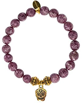 楽天スカイマーケットプラス【中古】【輸入品・未使用】EvaDane自然Lepidolite Gemstoneロープビーズシュガースカルチャームストレッチブレスレット