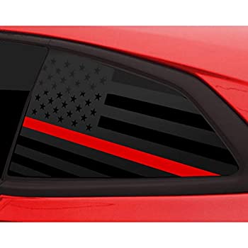 【中古】【輸入品・未使用】Bogar Tech Designs クォーターウィンドウ アメリカ国旗 ビニールデカール カマロ2016-2021に対応 細いレッドライン