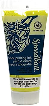 (Yellow) - Speedball 3505 Water-Soluble Block Printing Ink - Bold Colour With Satin Finish AP Certified 70ml, Yellow