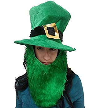 St. Patricks Day Costume Green Leprechaun Top Hat And Beard