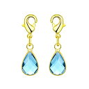 【中古】【輸入品・未使用】2個 クリップオン ダングル 3月 アクアマリン ブルー 誕生石 チャーム 変色防止 ゴールド ロブスタークラスプ コネクター ジュエリー クラフト