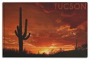 【中古】【輸入品・未使用】ツーソン、アリゾナ州???Sunset And Cactus???Photograph 10 x 15 Wood Sign LANT-...