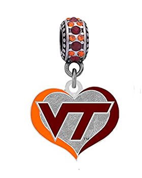 楽天スカイマーケットプラス【中古】【輸入品・未使用】Virginia Tech旋回ハートチャームフィットヨーロピアンスタイル大きな穴ビーズブレスレット（スワールハート）