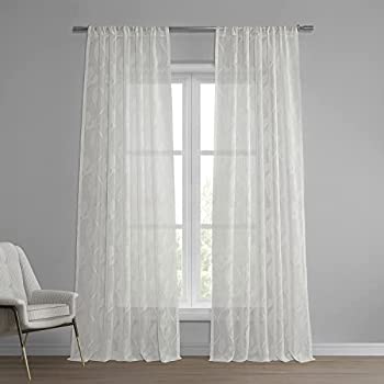 Avignon Vine Patterned Fauxリネン薄手カーテン 50 x 84 ホワイト SHCH-11729-84