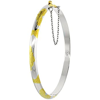 【中古】【輸入品・未使用】スターリングシルバーバングルブレスレット2トーンフローラルパターン刻印シン3?/ 16インチ幅