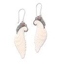 【中古】【輸入品・未使用】NOVICA ガーネット .925スターリングシルバー 牛骨 ダングルピアス フリーエンジェル