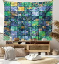 【中古】【輸入品・未使用】Marine Lifeタペストリーby Ambesonne、ネイビーSea Life YachtテーマColored Wood Bac...