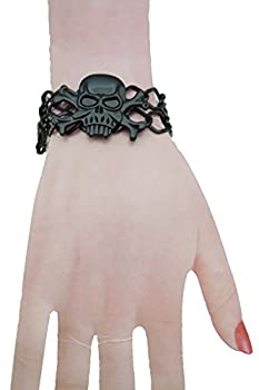 【中古】【輸入品・未使用】TFjレディース手首ブレスレットブラックメタルチェーンファッションジュエリースケルトンスカル海賊ボーンチャーム