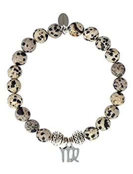 楽天スカイマーケットプラス【中古】【輸入品・未使用】EvaDane自然Dalmation Jasperチベットビーズジェムストーン乙女座チャームストレッチブレスレット