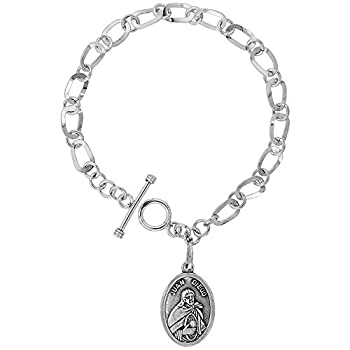 【中古】【輸入品・未使用】スターリングシルバー グアダルーペの聖人 サンフアン ディエゴブレスレット レディース 楕円形 トグル留め金 7.5インチ
