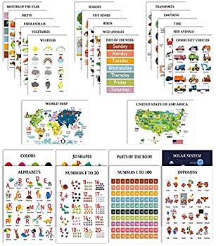 楽天スカイマーケットプラス【中古】【輸入品・未使用】Traceease 大規模な25の基本学校, パックのための教育のポスター 11 x 17 Inches 学習積層子供たちポスターアメリカ＆世界Maps-ソーラーシステム