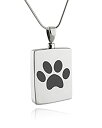 【中古】【輸入品 未使用】Sterling Silver Paw Print Memorial Urn Necklace for Ashes, Pet Cremation, 46cm Snake Chain