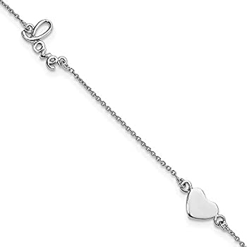 【中古】【輸入品・未使用】925 スターリングシルバー 1mm ロジウムメッキ ハートとラブチェーン アン..