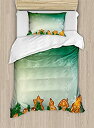 【中古】【輸入品・未使用】Gingerbread Man布団カバーセットby Ambesonne、クリスマス背景with Xmas CookieスノーフレークとFir Branches、装飾寝具セットwithピロー、グリ