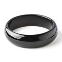 【中古】【輸入品・未使用】Reikocrystalbeads 本物の天然黒曜石 バングル ブレスレット 内径59mm