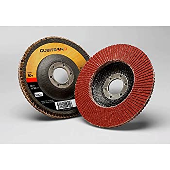 3M Cubitron II Flap Disc 967A, Type 29, Cloth, Ceramic Grain, 4-1/2 Diameter, 60+ Grit, Brown (Pack of 10) by 3M