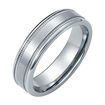 【中古】【輸入品・未使用】メンズ6?mm快適なフィットMilgrainチタンリングウエディングリングチャネル..