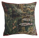 【中古】【輸入品・未使用】Greenery Monet's Garden ベルギータペストリー クッション - S: 17 x 17インチ コットン クロード・...