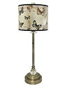 【中古】【輸入品・未使用】ロイヤルデザイン28?"クリスタルとメタルビュッフェランプwithバタフライグラフィックデザインハードバックランプシェード ゴールド LBO-1001AB