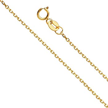 【中古】【輸入品・未使用】GoldenMine 14Kイエローゴールド 0.9mm アングルカット オーバルロチェーンネックレス スプリングリングクラスプ付き
