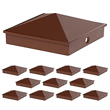 【中古】【輸入品・未使用】GreenLighting 4x4 アルミピラミッドポストキャップカバー 公称木製ポスト用 12 Pack ブラウン