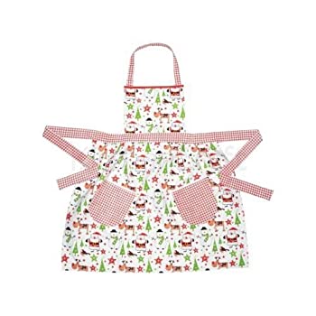 楽天スカイマーケットプラス【中古】【輸入品・未使用】Kitchen Craft Santa & Friends Fitted Ladies Apron???Cotton 83?x 84?cm （パックof 4?）