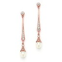 【中古】【輸入品・未使用】Mariell Slender Rose Gold CZ Vintage Dangle Earrings with Freshwater Pearl Drops - Bridal Wedding Style