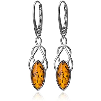 【中古】【輸入品・未使用】Ian and Valeri Co. アンバー スターリングシルバー マーキス ダングル レバーバック イヤリング, M, アンバー, アンバー