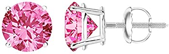 【中古】【輸入品・未使用】1?/ 2???10カラット合計重量ピンクサファイアスタッドイヤリング4?Prongスクリューバック