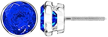 【中古】【輸入品・未使用】1?/ 2???10カラット合計重量サファイアスタッドイヤリングベゼルスクリューバック