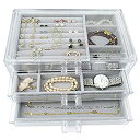 【中古】【輸入品 未使用】Acrylic Jewelry Box 3 Drawers Velvet Jewellery Organizer Earring Rings Necklaces Bracelets Display Case Gift for Women Girls