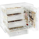 【中古】【輸入品・未使用】アクリルジュエリーオーガナイザーボックス クリアイヤリングホルダー ジュエリーハンギングボックス 4つのベルベット引き出し付き イヤリング(3)