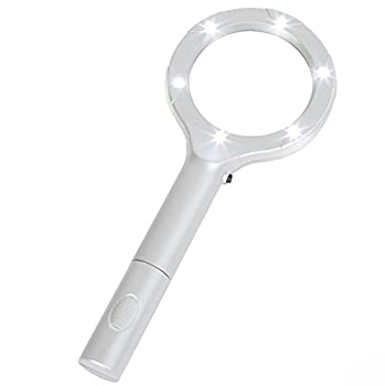 Stalwart 75-MAG1001 LEDライト付きルーペ 軽量 手持ち式 4倍拡大鏡 8.25インチ x 3.4インチ x 0.9インチ シルバー