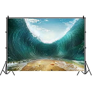 【中古】【輸入品・未使用】laeacco 7?x 5ftビニール写真背景Seas Being Parted under the sea世界海底シーンSwirl Huge WavesテーマBackdropsベビー子供キッズアート写真