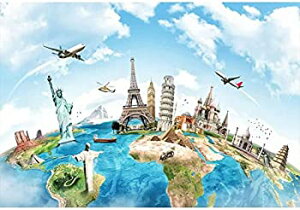 【中古】【輸入品・未使用】Yeele 9?x 6ft Globe旅行Backdrop地球マップWorldwide Continent有名なランドマーク景色ホーム写真背景Infant Baby Adult Portrait写真ブースビ