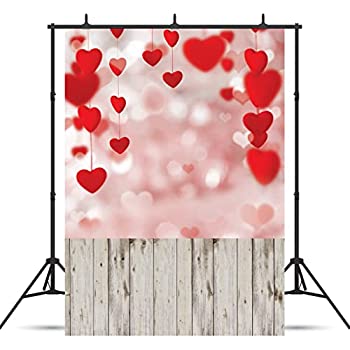 【中古】【輸入品・未使用】wolada 5?x 7ftバレンタインの日写真バックドロップラブハート木製床ビニール背景写真背景Studio 10870