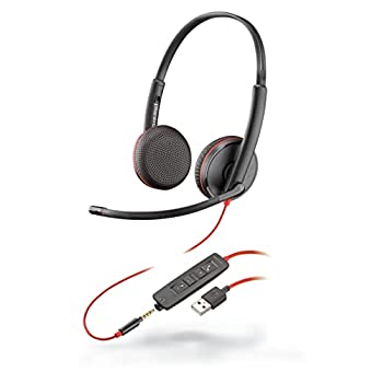 【中古】【輸入品・未使用】Plantronics 209747-22 ブラックワイヤー C3225 USB-A ヘッドセット