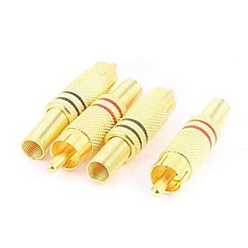 【中古】【輸入品・未使用】ucland 4個ゴールドトーンフリーはんだRCAオスコネクタオーディオビデオアダプタ