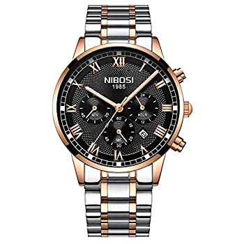 Nibosi 腕時計 防水 日付 ビジネス スポーツ クロノグラフ 腕時計 メンズ フルスチール クォーツ アナログ腕時計 メンズ 高級ブランド