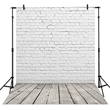 【中古】【輸入品・未使用】Allenjoy 6×8フィート ホワイトレンガ壁 グレーウッドフロア写真背景 ポー..
