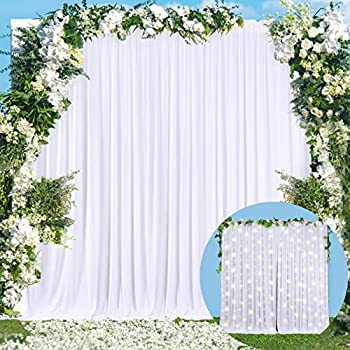 White Backdrop Curtain Photo Drape Backdrop for Weddings Baby Shower Birthday Party Engagement Photography with Golden Curtain Tiebacks