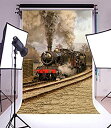 【中古】【輸入品・未使用】5?x 7ft laeaccoビニール写真背景Old Train Smoke Billowing Rural Funnel鉄道トラックBackdrops個人肖像画写真撮影ビデオスタジオ小道具1.5?X