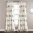 【中古】【輸入品・未使用】Rowley Birds Room Darkening Window Curtain Yellow/Gray Set 52x84+2